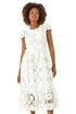 Roman White Crochet Floral Lace Midi Dress - Size 14 Image 1