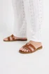 Yours Brown Faux Leather Stitched Mule Sandals In Extra Wide EEE Fit - 6 Extra Wide Image 2