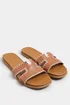 Yours Brown Faux Leather Stitched Mule Sandals In Extra Wide EEE Fit - 6 Extra Wide Image 3