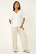 Roman White Petite One Buttoned V-Neck Top - Size 10 Image 3