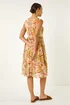 Roman Peach Leaf Print Lace Detail Smock Dress - Size 16 Image 4