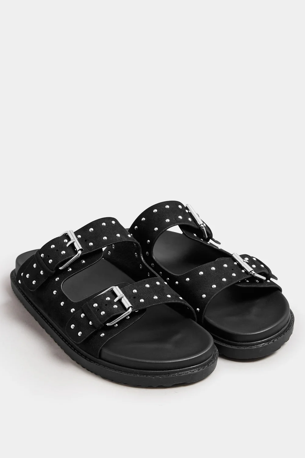 Yours Black Studded Buckle Strap Sandals In Extra Wide EEE Fit - 8 Extra Wide Image 2