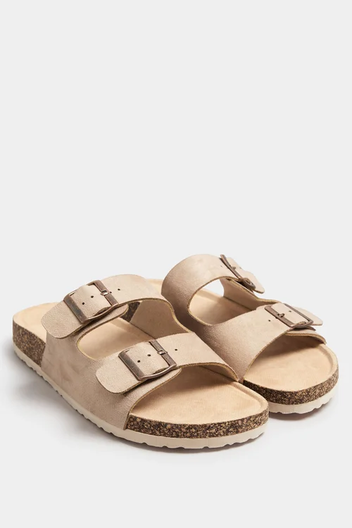 Yours Natural Brown Faux Suede Buckle Strap Sandals In Extra Wide EEE Fit - 5 Extra Wide Image 2