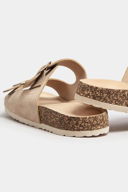Yours Natural Brown Faux Suede Buckle Strap Sandals In Extra Wide EEE Fit - 5 Extra Wide Image 4