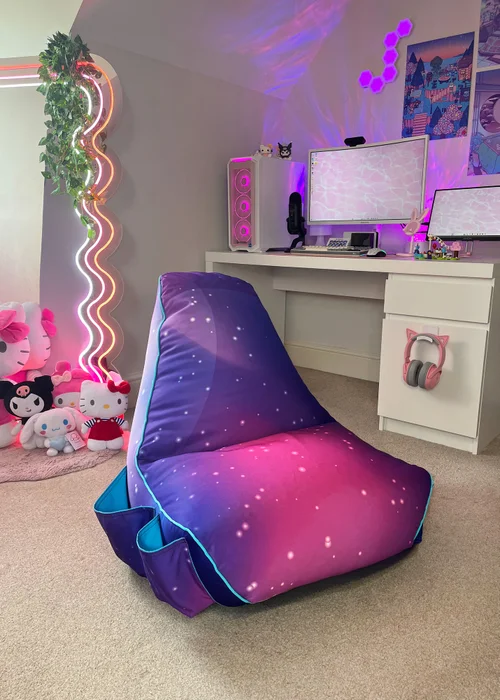 rucomfy Purple Galaxy Kids Gaming Bean Bag Chair - One Size Image 1