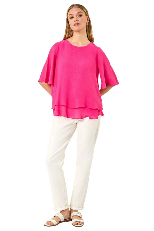 Roman Cerise Double Layered Tunic Top - Size 14 Image 2