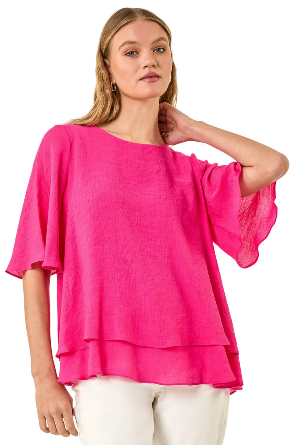 Roman Cerise Double Layered Tunic Top - Size 14 Image 1