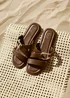 Linzi Cassandra Brown Faux Leather Double Strap Sandal - Size 5 Image 1