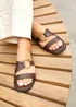 Linzi Cassandra Brown Faux Leather Double Strap Sandal - Size 5 Image 6