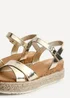 Linzi Sarelli Wide Fit Gold Faux Leather Cork Flatform - Size 5 Image 4