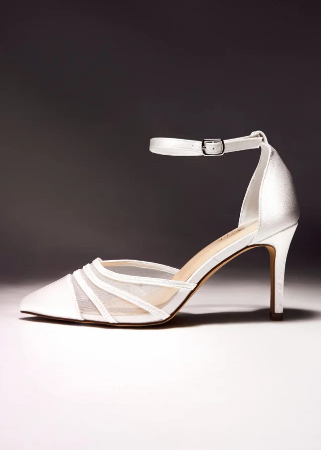Linzi Tianey Wide Fit Ivory Satin Mesh Stiletto Court Heel