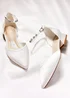 Linzi Everlasting Wide Fit Ivory Satin Low Block Court Heel - Size 6 Image 1