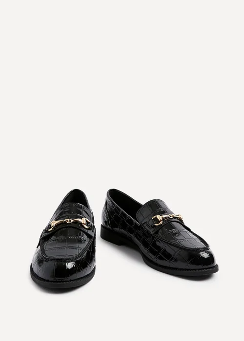 Linzi Maison Black Faux Croc Patent Leather Loafer - Size 7 Image 3