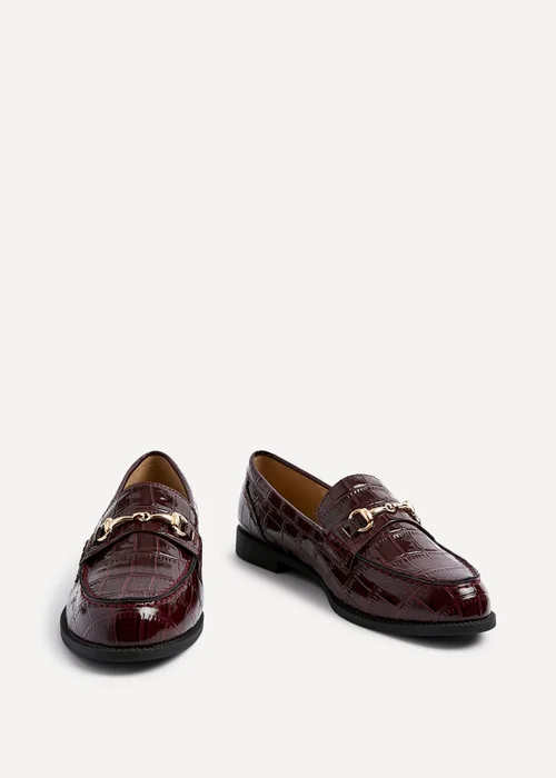 Linzi Maison Burgundy Faux Croc Patent Leather Loafer - Size 6 Image 3