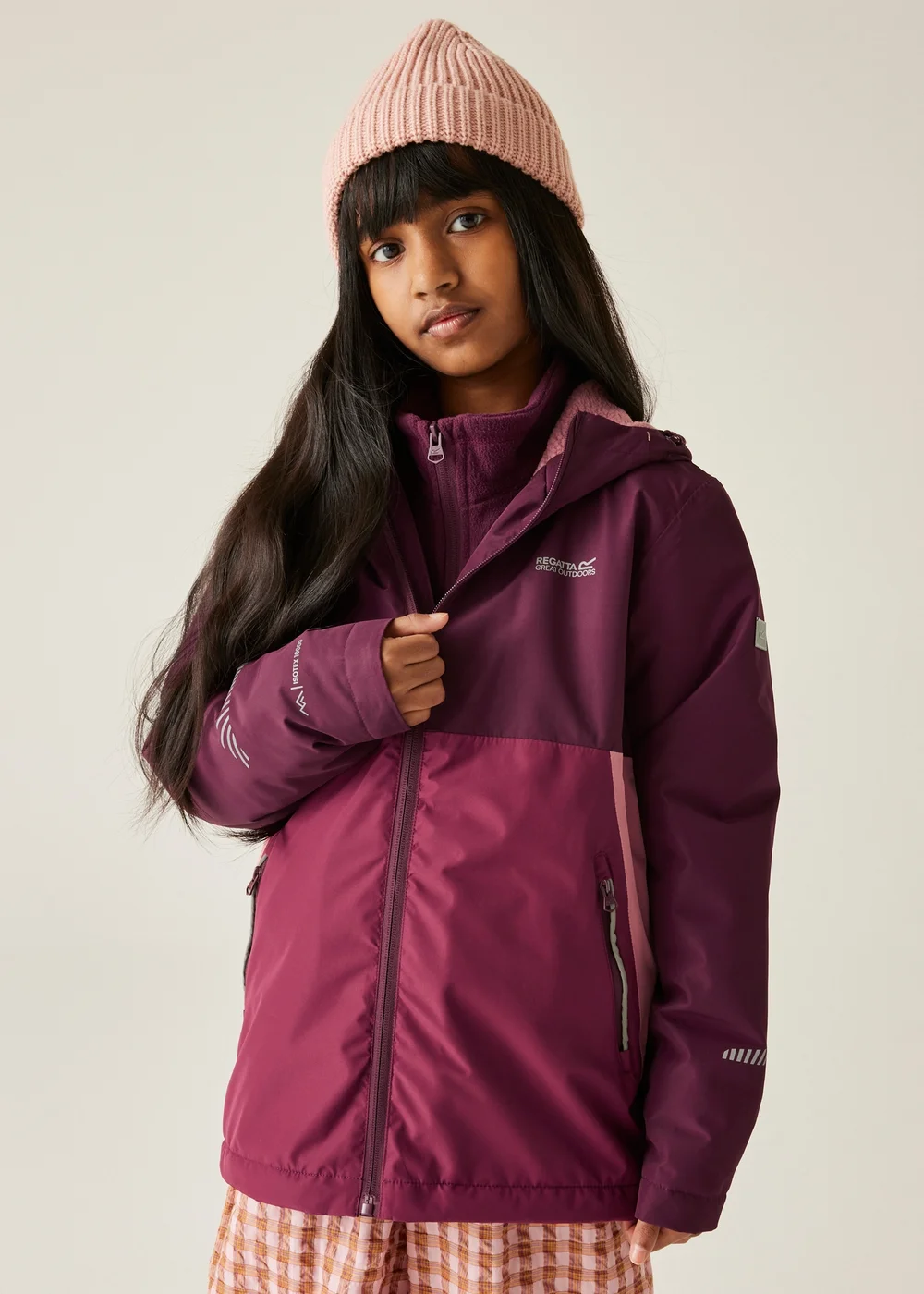 Regatta Vintage Pink Kids' Hillain Warm Lined Reflective Waterproof Insulated Jacket (3-16yrs) - Age 11-12 Years Image 1