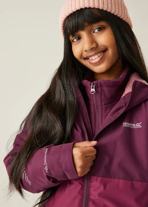 Regatta Vintage Pink Kids' Hillain Warm Lined Reflective Waterproof Insulated Jacket (3-16yrs) - Age 11-12 Years Image 4