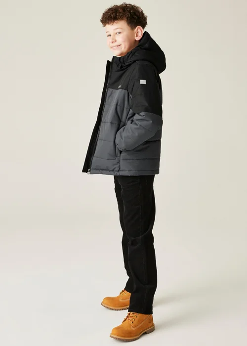Regatta Black/Grey Kids' Lofthouse Reflective Jacket (3-16yrs) - Age 8-9 Years Image 3