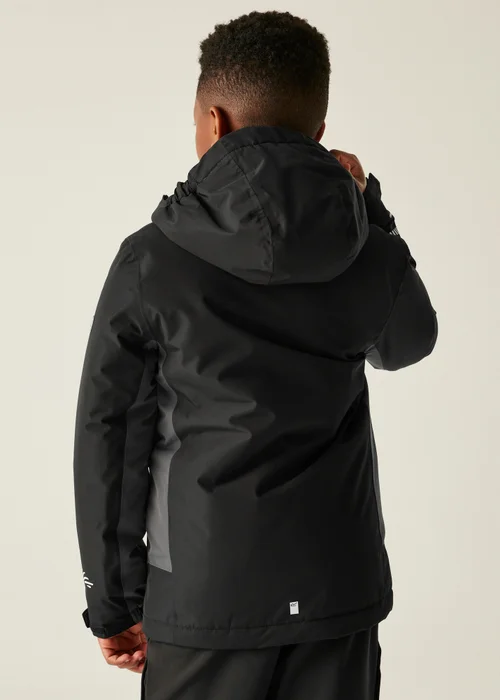 Regatta Black/Grey Kids' Hurdle Reflective Waterproof Insulated Jacket (3-16yrs) - Age 9-10 Years Image 2