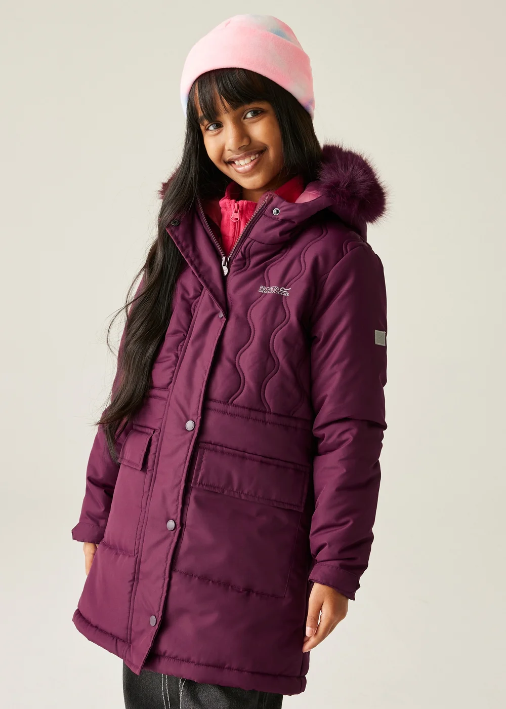 Regatta Aubergine Kids' Fabrizia II Reflective Jacket (3-16yrs) - Age 14 Years Image 1
