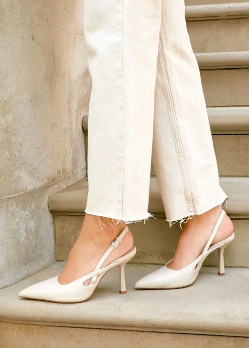 Linzi Rhea Sand Faux Leather Sling Back Court Heels - Size 4 Image 1