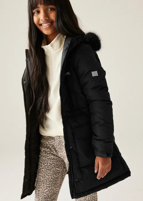 Regatta Black Kids' Fabrizia II Reflective Jacket (3-16yrs) - Age 3-4 Years Image 4