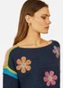 Yumi Navy Crochet Flower Jumper - Medium Image 3