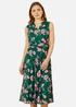 Yumi Green Floral Print Mesh Stretch Midi Dress With Pockets - 24 Image 2