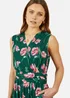Yumi Green Floral Print Mesh Stretch Midi Dress With Pockets - 24 Image 3