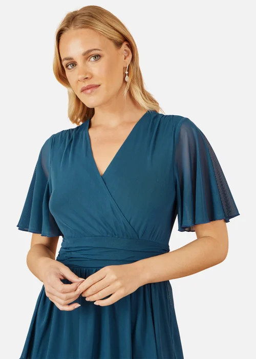 Yumi Teal Mesh Tiered Maxi Dress - 12 Image 3