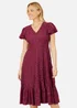 Yumi Burgundy Stretch Lace Puff Sleeve Midi Dress - 14 Image 1