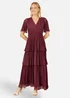 Yumi Burgundy Mesh Tiered Maxi Dress - 16 Image 1