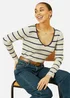 Yumi White Metallic Stripe Knitted Ribbed Top - Medium Image 3