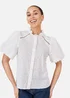 Yumi White Broderie Anglaise Puff Sleeve Shirt - Size 8 Image 3