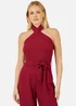 Yumi Burgundy Cross Over Halter Neck Jumpsuit - 12 Image 2