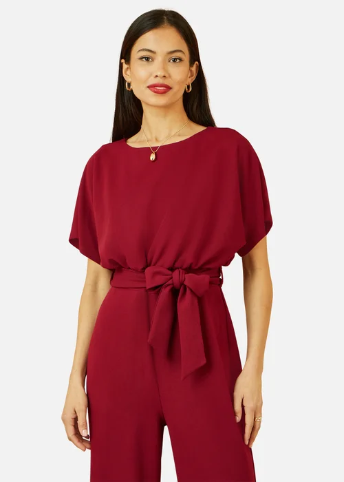 Yumi Burgundy Batwing Stretch Jumpsuit - Size 16 Image 2