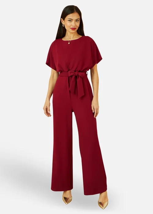 Yumi Burgundy Batwing Stretch Jumpsuit - Size 16 Image 3