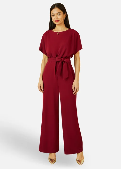 Yumi Burgundy Batwing Stretch Jumpsuit - Size 16 Image 1