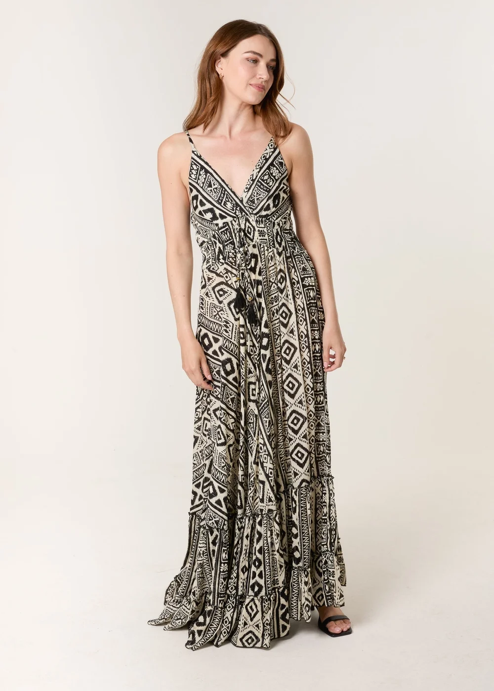 Blue Vanilla Black Cami Frill Hem Maxi Dress - M/L Image 1