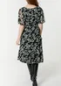 Blue Vanilla Black Floral Crew Neck Mesh Midi Dress - XL Image 4