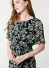 Blue Vanilla Black Floral Crew Neck Mesh Midi Dress - XL Image 2