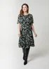 Blue Vanilla Black Floral Crew Neck Mesh Midi Dress - XL Image 1