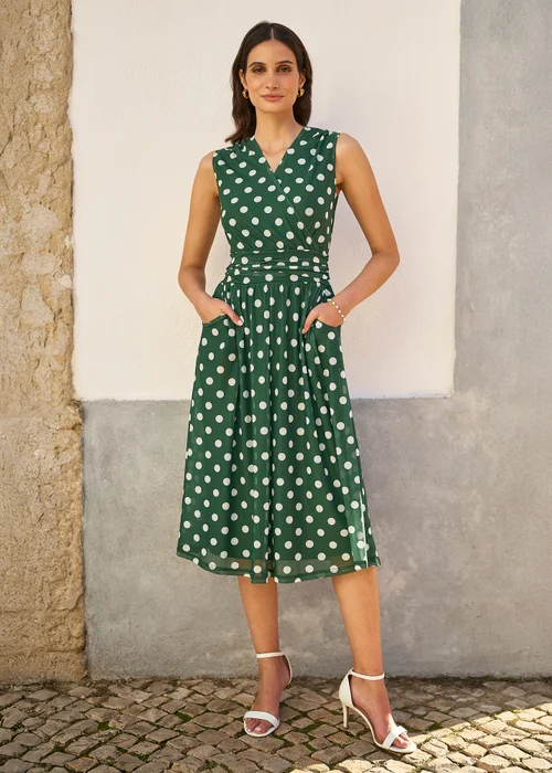 Yumi Green Mesh Wrap Dress With Pockets - 16 Image 1