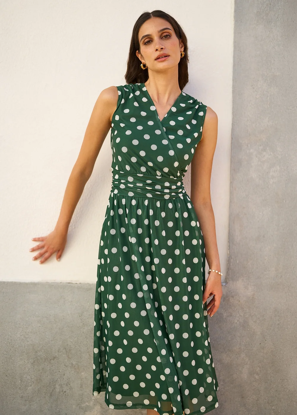 Yumi Green Mesh Wrap Dress With Pockets - 16 Image 2