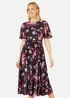 Yumi Black Mesh Skater Floral Midi Dress - 12 Image 2