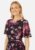 Yumi Black Mesh Skater Floral Midi Dress - 12 Image 3