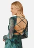 Yumi Green Floral Mesh Bodycon Dress With Tie Back - 10 Image 3