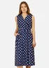 Yumi Navy Polka Dot Mesh Wrap Skater Dress With Pockets - 10 Image 2