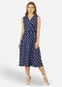 Yumi Navy Polka Dot Mesh Wrap Skater Dress With Pockets - 10 Image 1