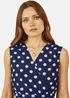 Yumi Navy Polka Dot Mesh Wrap Skater Dress With Pockets - 10 Image 3