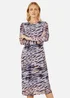 Yumi Multicolour Abstract Stripe Ruched Bodycon Midi Dress - 16 Image 2